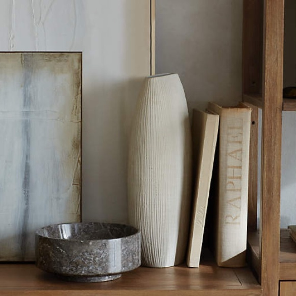 Crate and Barrel Flint Grey Marble Bowl 9.5
